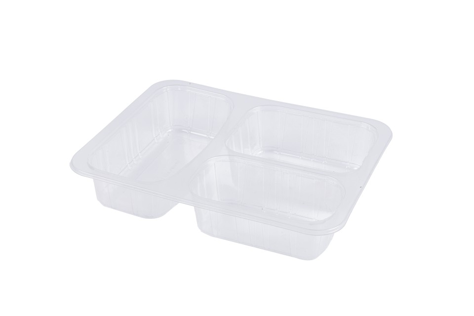 ÜST FİLM YAPIŞTIRMALI 3 BÖLMELİ YEMEK SERVİS KABI