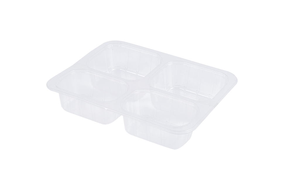 ÜST FİLM YAPIŞTIRMALI 4 BÖLMELİ YEMEK SERVİS KABI